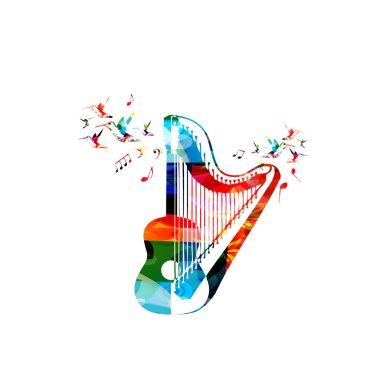 Colorful euphonium with music notes clipart