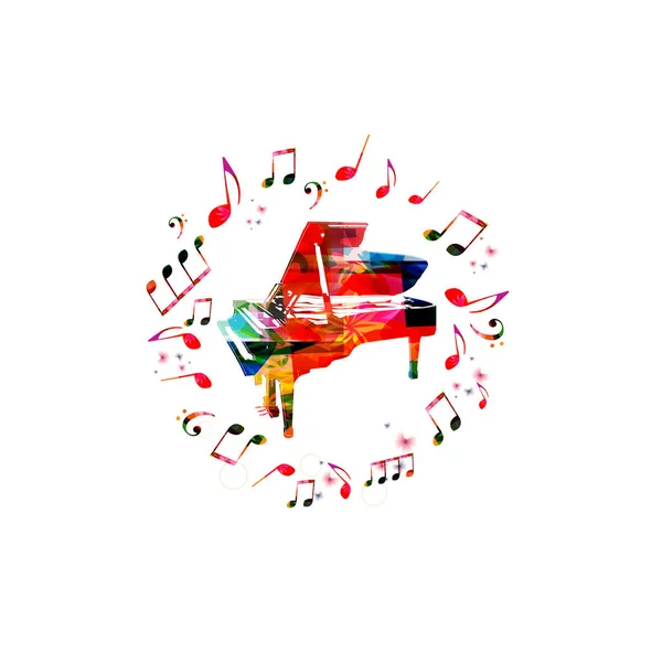 Pianoforte digitale colorato con note musicali — Vettoriale Stock