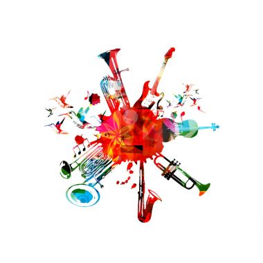 Müzik aletleri ile renkli nokta