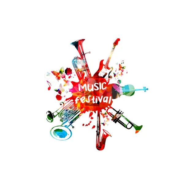 Instruments de musique et inscription au festival de musique — Image vectorielle