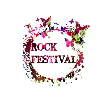 Rock Festivali yazıt renkli daire içinde 