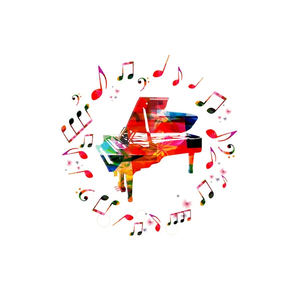 Гранд фортепіано в колі нот — стоковий вектор
