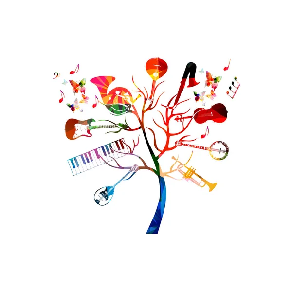 Kleurrijke boom met muziekinstrumenten — Stockvector