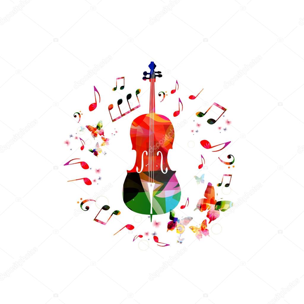 Colorful Violin in circle
