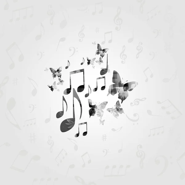 Cartaz Música Preto Branco Com Notas Musicais Elementos Música Design — Vetor de Stock