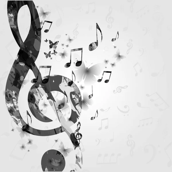 Affiche Musicale Noir Blanc Avec Notes Musique Eléments Musicaux Design — Image vectorielle