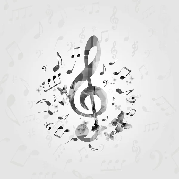 黑白音乐海报与音乐笔记 音乐元素设计的卡片 音乐背景矢量插图 — 图库矢量图片