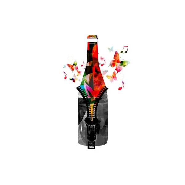 Färgglada Flaska Med Dragkedja Isolerade Vektorillustration Bakgrunden För Restaurang Affisch — Stock vektor