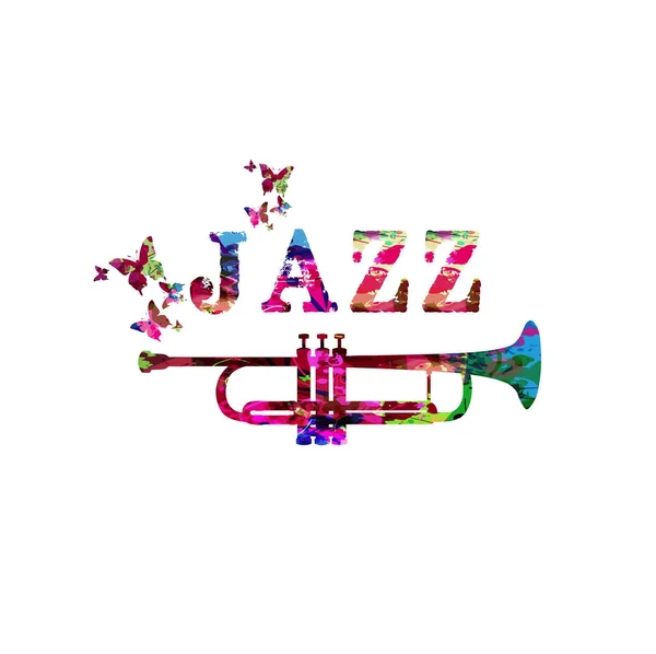 Fond Instrument Musique Mot Jazz Coloré Avec Illustration Vectorielle Isolée — Image vectorielle