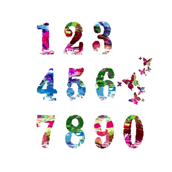 Colorful Numbers Set Vector Illustration — Stock Vector