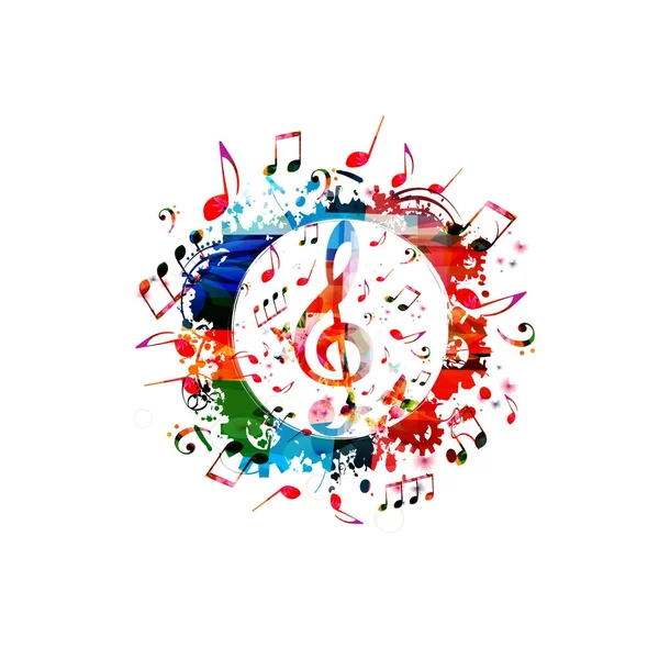 Cartel Musical Colorido Con Notas Musicales Banner Elementos Musicales Para — Vector de stock