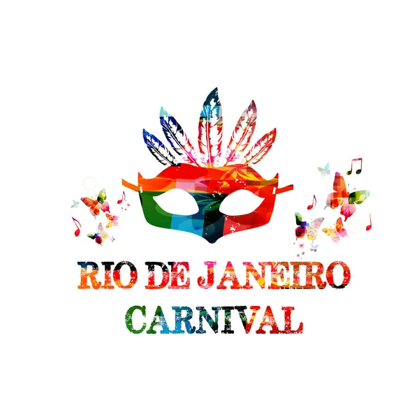 Färgglada Rio Janeiro Karnevalen Inskription Vit Bakgrund — Stock vektor