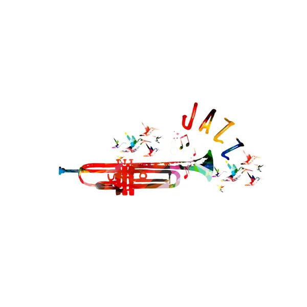 Palabra Colorida Jazz Con Trombón Colibrí Sobre Fondo Blanco — Vector de stock