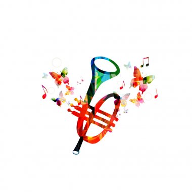 Arka plan üzerinde beyaz izole kelebekler ile Fransız kornosu silüeti