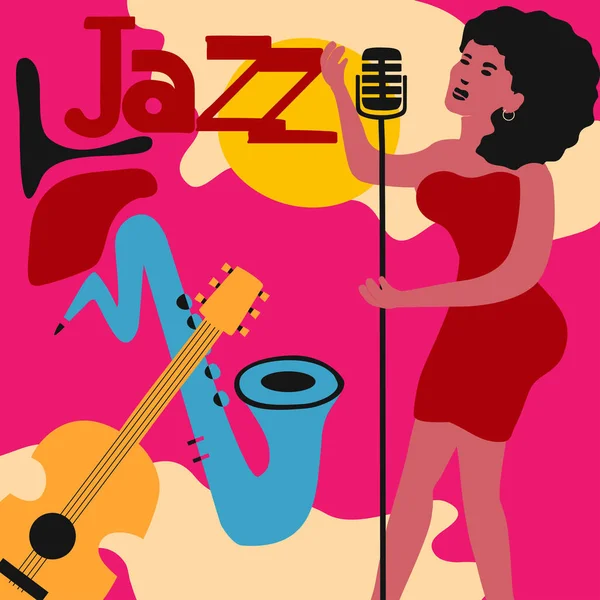 Modèle Coloré Pour Affiche Festival Musique Jazz Blues Illustration Vectorielle — Image vectorielle