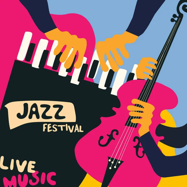 Plantilla Colorida Para Cartel Del Festival Música Jazz Blues Ilustración — Vector de stock