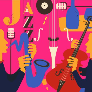 Caz festivali posteri, basitçe vektör illüstrasyonu 