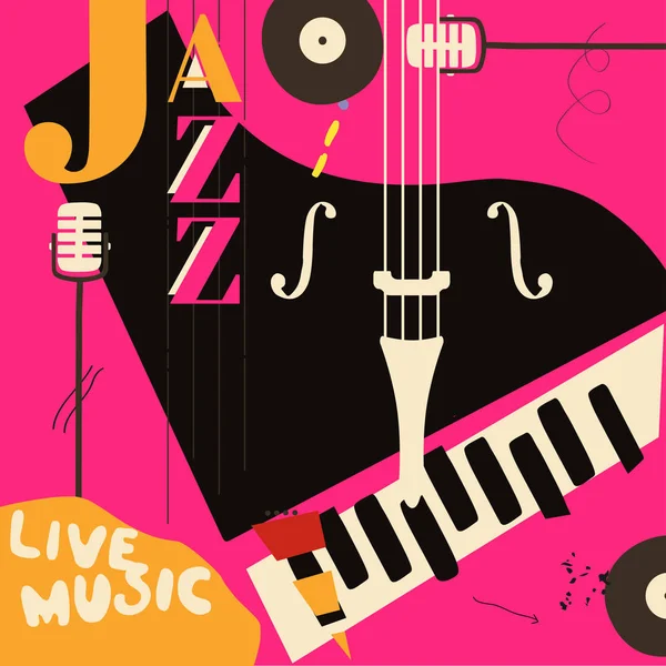 Jazz Festival Poster Gewoon Vectorillustratie — Stockvector