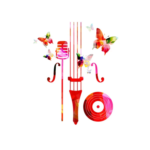爵士音乐节彩色海报与音乐大提琴 — 图库矢量图片