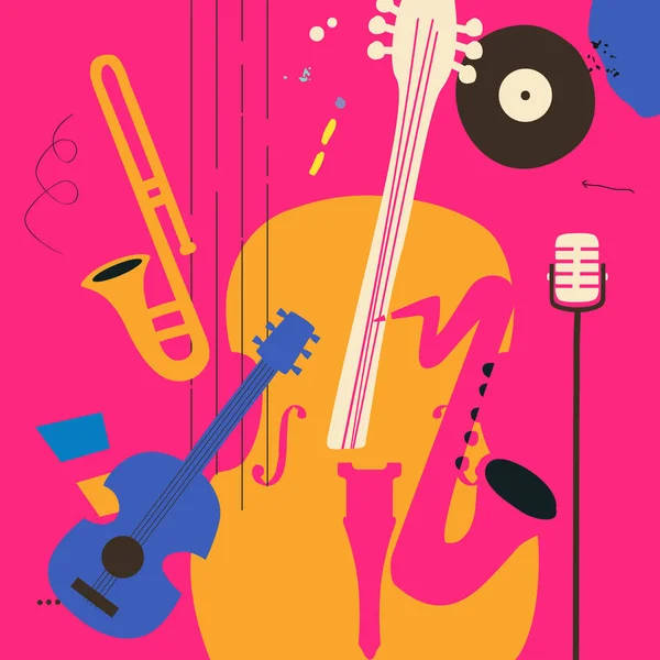 Cartel Del Festival Jazz Simplemente Vector Ilustración — Archivo Imágenes Vectoriales