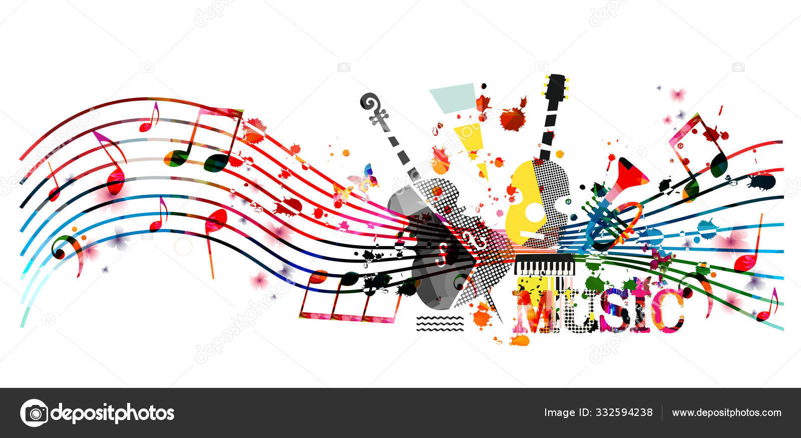 Abstract Musical Instruments White Background Musical Banner Stock Vector  Image by ©abstract412 #332594238