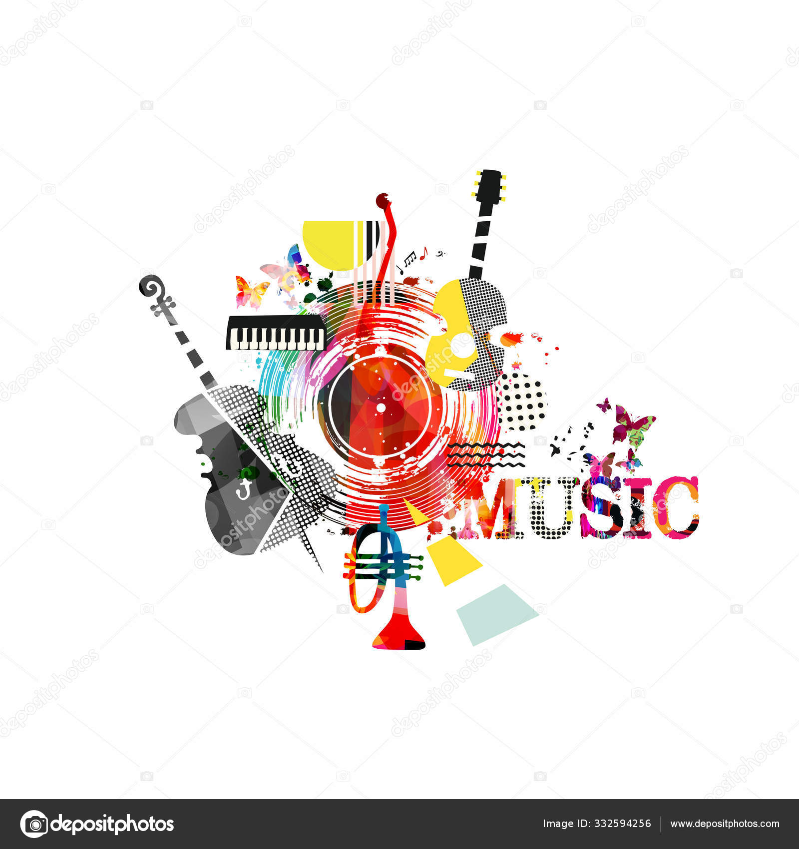 Abstract Musical Instruments White Background Musical Banner Stock Vector  Image by ©abstract412 #332594256