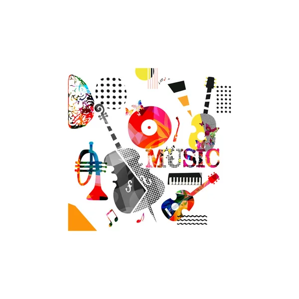 Instruments Musique Abstraits Sur Fond Blanc Bannière Musicale — Image vectorielle