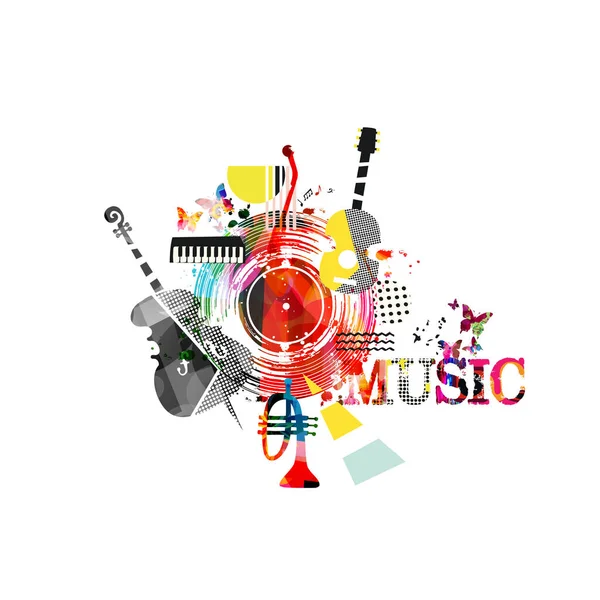 Instrumentos Musicales Abstractos Sobre Fondo Blanco Estandarte Musical — Vector de stock