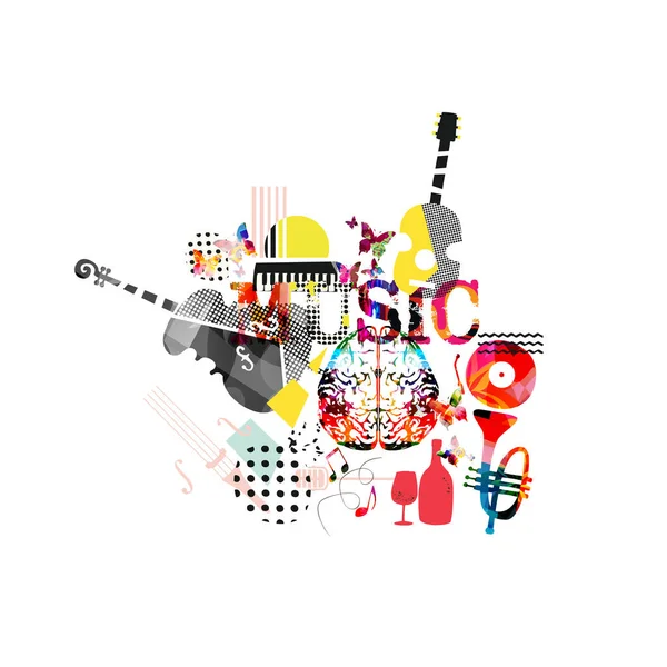 白い背景に抽象的な楽器 音楽バナー — ストックベクタ