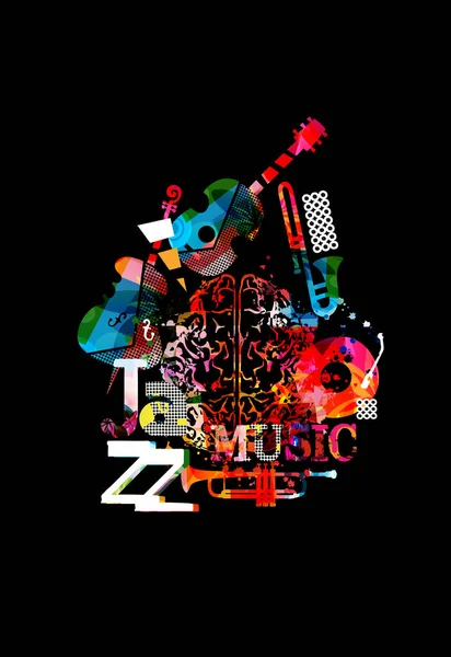 Abstract Musical Instruments Black Background Musical Banner — 스톡 벡터