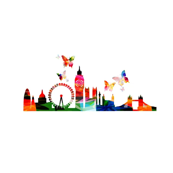 Abstracte Kunst Reizen Toerisme Achtergrond Londen Bezienswaardigheden Vector Illustratie — Stockvector