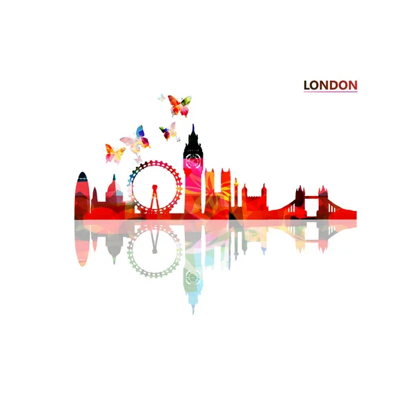 Reise Und Tourismus Kunst Hintergrund Berühmte Londoner Sehenswürdigkeiten — Stockvektor