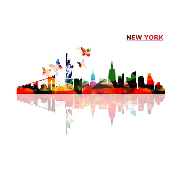 艺术旅游和旅游背景 著名的纽约地标 — 图库矢量图片
