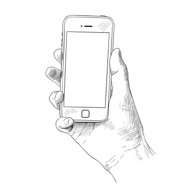 hareket eden telefon içinde el simgesi