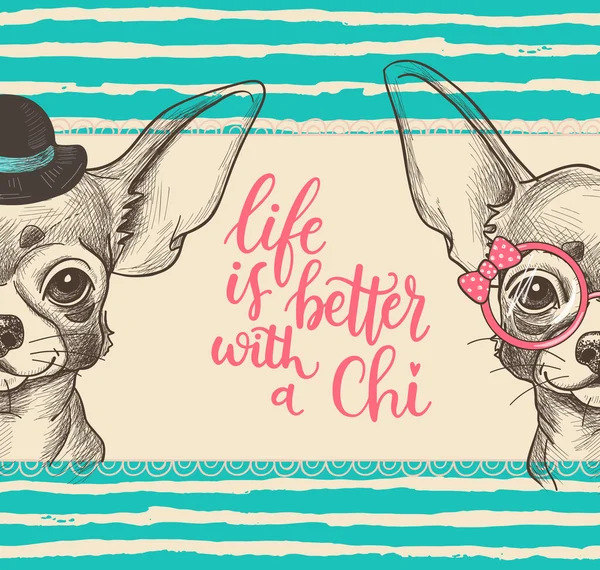 Dívka Chihuahua ilustrační tisk. — Stockový vektor