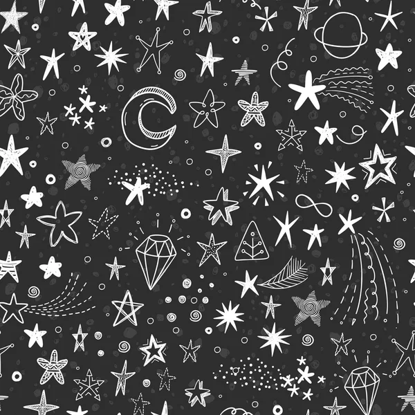 Gambar tangan doodle bintang lucu, komet dan bulan Stok Vektor Bebas Royalti