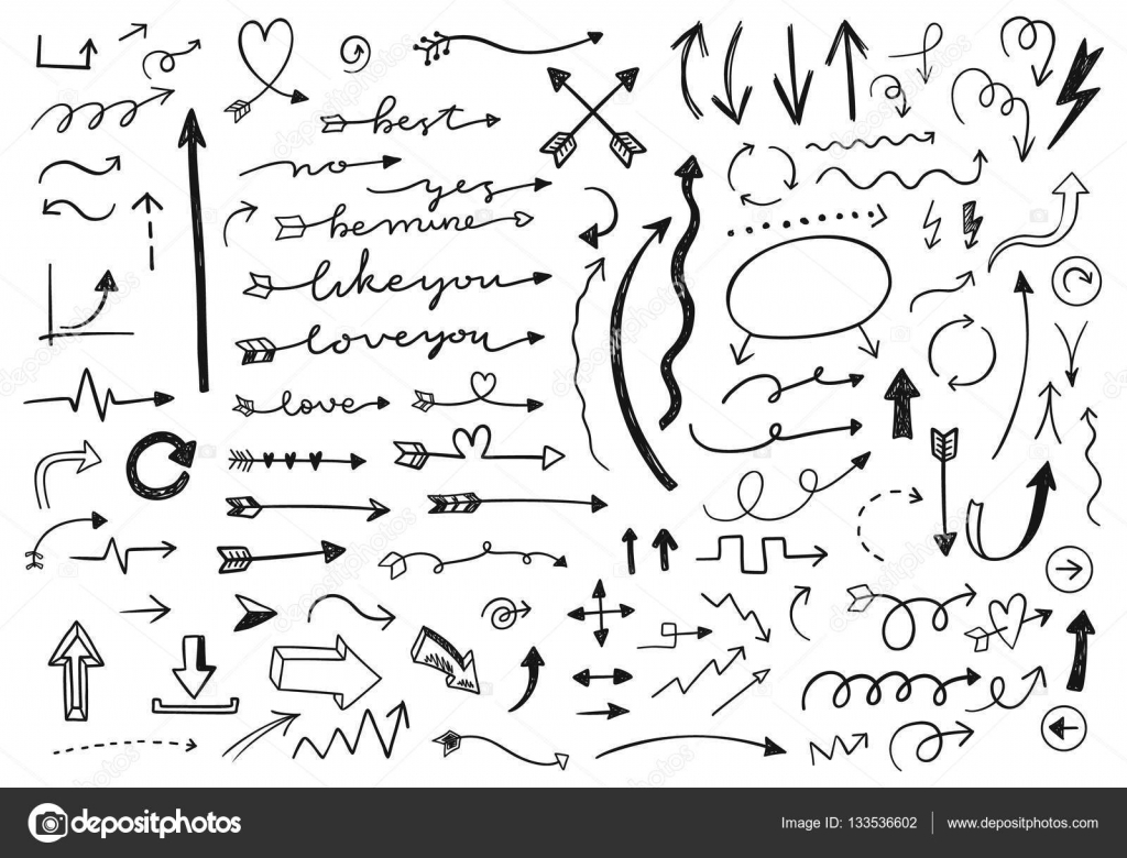 Håndtegnede pile sæt. Stockvektor af ©Teploleta 133536602, image size:1024x780