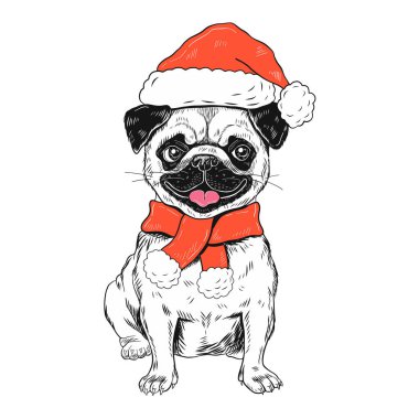 Komik Noel pug köpek 