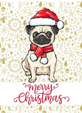 Komik Noel pug köpek 
