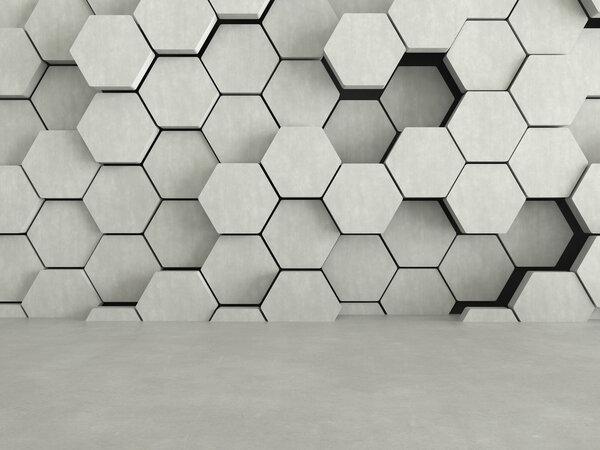Floor and hexagons concrete pattern background