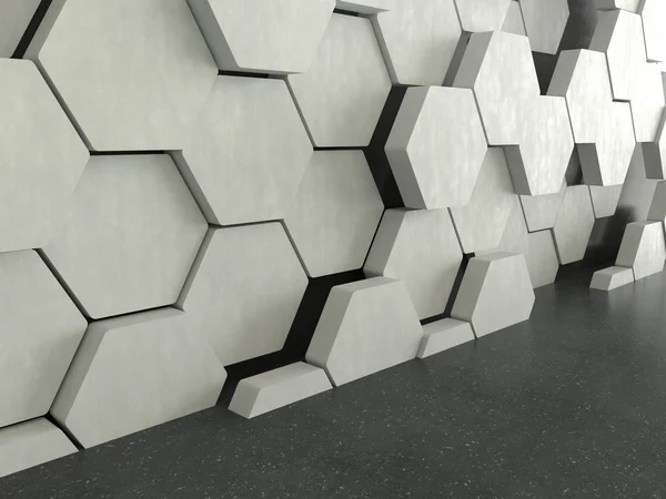 Tmavá podlaha s šestiúhelníky konkrétní vzorek pozadí — Stock fotografie