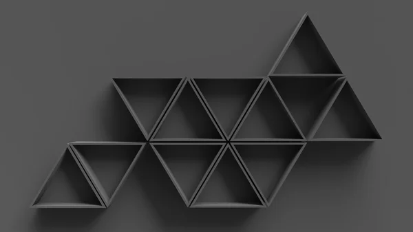 Prateleiras vazias de hexágonos escuros no fundo da parede escura — Fotografia de Stock