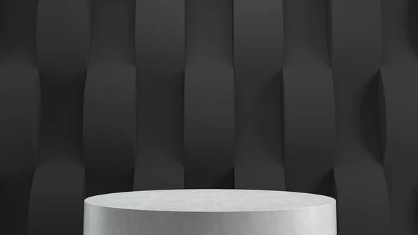 Leeres Podium auf wellenförmigem Hintergrund. 3D-Darstellung. — Stockfoto