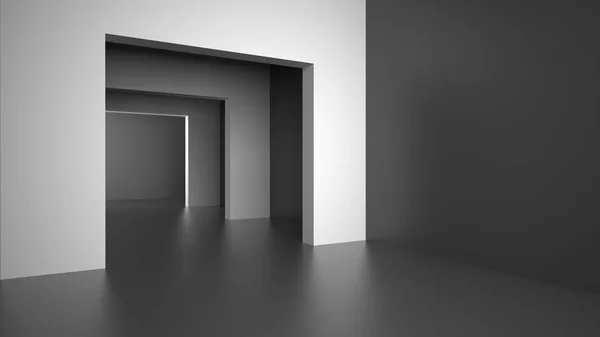 暗いモダンなインテリアと空の部屋の入り口からの光。3 d レンダリング. — ストック写真