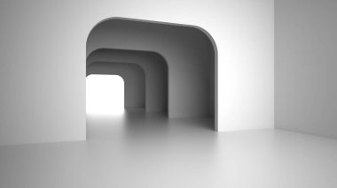 Çıkış kapısı gelen parlak ışık ile boş modern iç. 3D render.