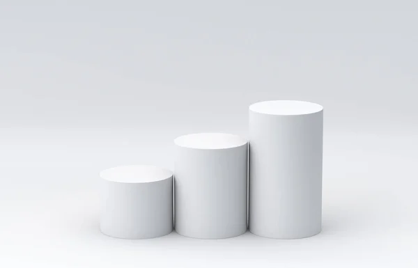 Paso de podio blanco sobre fondo blanco para exhibición. Renderizado 3D . —  Fotos de Stock