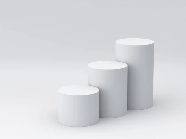 Passo bianco podio su sfondo bianco per la visualizzazione. Rendering 3D . — Foto Stock