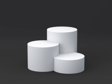 Koyu arka plan boş podyumda. 3D render.