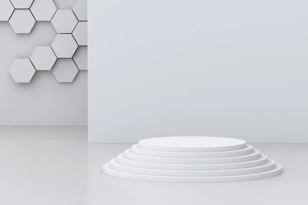 Podium vide sur fond blanc. rendu 3D . — Photo