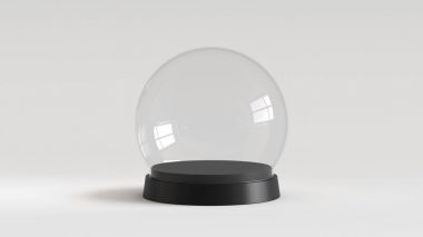 Beyaz arka planda siyah Tepsili cam topu boş kar. 3D render.